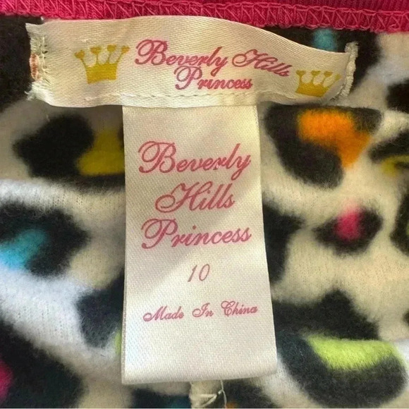 Beverly Hills Princess Neon LEOPARD Sleeper One-Piece PJ's Girls SZ 10 #2061 - Picture 6 of 10